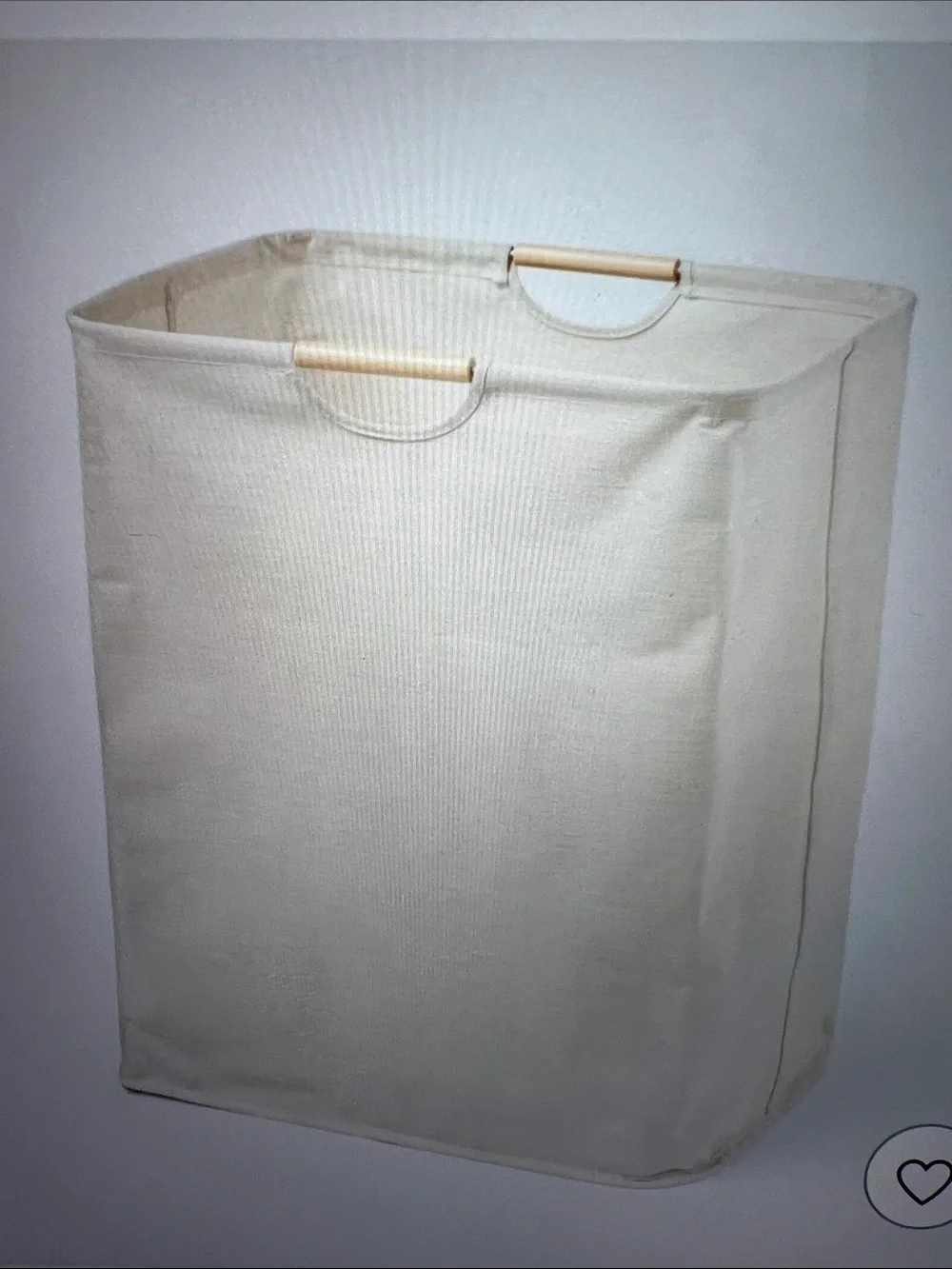 NWOT Canvas Laundry Hamper with Wooden Handles - Beige